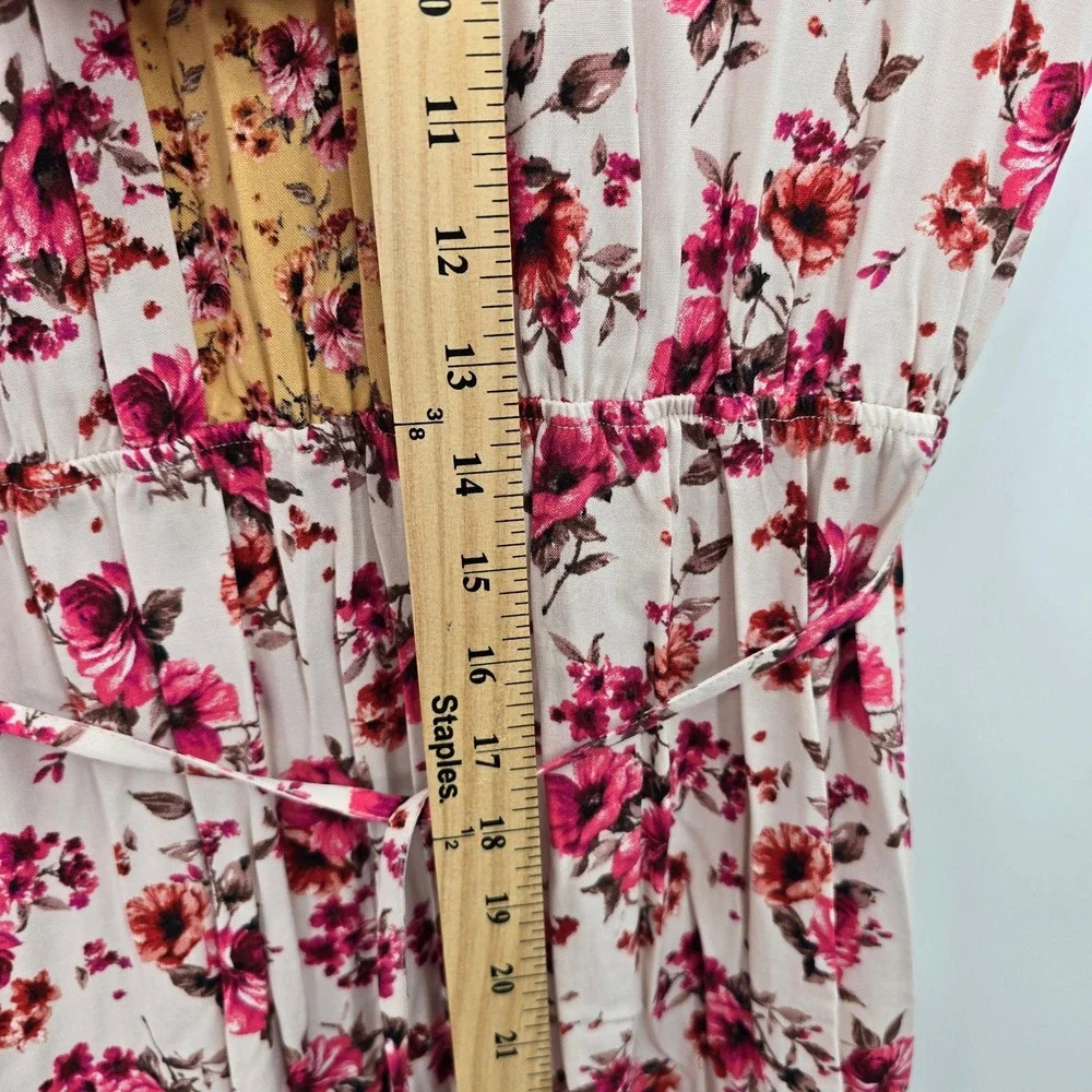 NEW Maurices Pink Mustard Floral Halter Maxi Dress Medium NWT